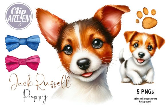 Download Jack Russell Puppy Watercolor 5 PNGs Set - Jack russell Collection
