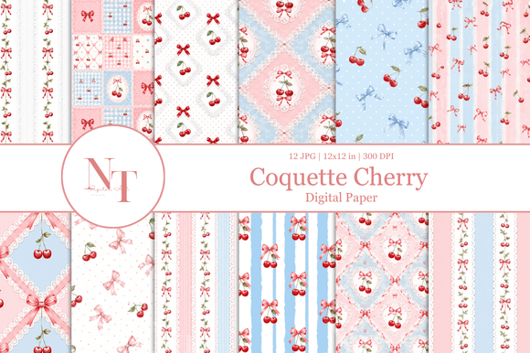 Download Cottagecore Cherry Digital Paper - Digital paper Collection