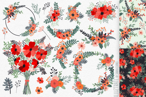Download Flower Clipart and Seamless Patterns - Seamless patterns Collection
