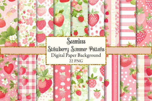 Download Strawberry Summer Seamless Patterns - Seamless patterns Collection