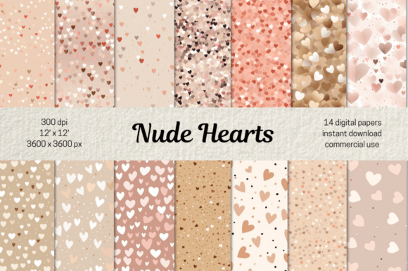 Download Valentines Nude Hearts Digital Papers - Digital paper Collection