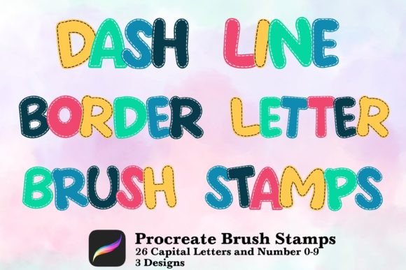 Download Dash Line Border Letter Brush Stamps - Letter brush stamps Collection
