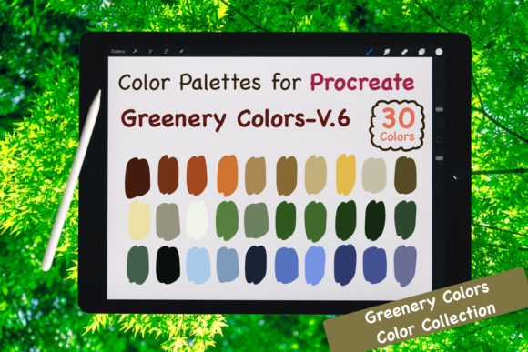 Download Procreate Color Palette-Greenery V.6 - Premium Bundle