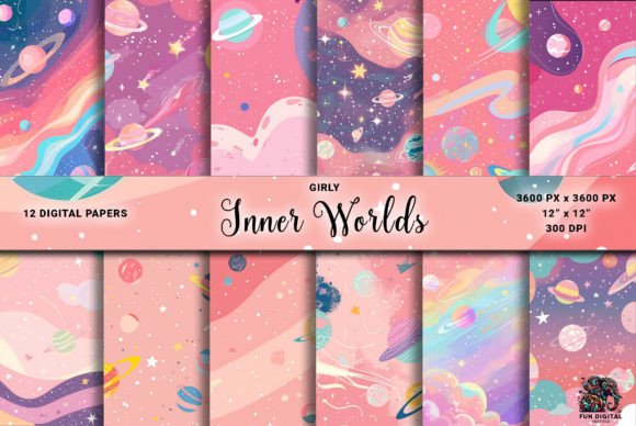 Download Pink Cosmos Girly Universe Digital Paper - Digital paper Collection