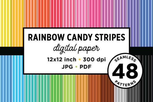 Download Rainbow Candy Stripes Seamless Patterns - Seamless patterns Collection